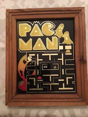 RARE Pac Man Foil Picture~1980's~Reverse Painted On Glass • $59.95