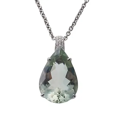 H. Stern 50ct Prasiolite Diamond Gold Pendant Necklace • $4000