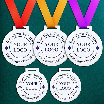 Personalised School Sports Day 60mm Medals + Ribbon +Printed Your Own Logo Medal • £18.50