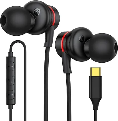 USB C HeadphonesUSB Type C Earphones Wired Earbuds Noise Canceling Samsung • $22