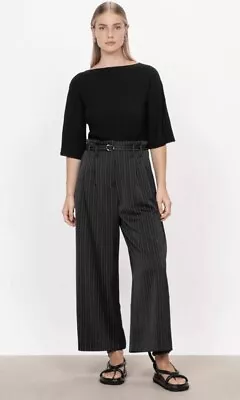 Veronika Maine Size 14 Striped Wide Leg Pants With Belt W’23 Excellent Cond • $79