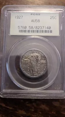 1927 Standing Liberty Quarter.  PCGS AU 58 In An OGH! • $190