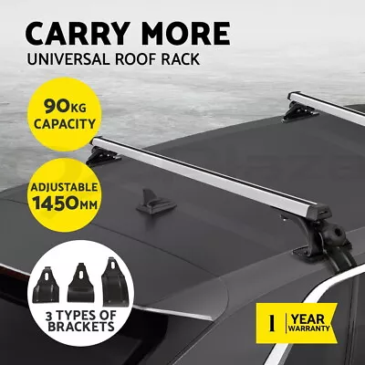 Universal Car Roof Racks Pod Aluminium Cross Bars Adjustable 145cm Silver • $68.95