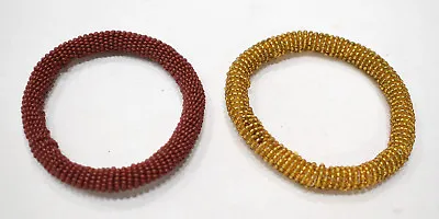 African 2 Masai Beaded Color Bangle Bracelets Kenya 4  (B) • $12