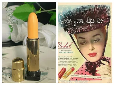Vintage Michel Cosmetics  Lipstick Gold Metal Bullet Tube New Pink Crystal • $29.69