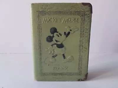 Vintage Mickey Mouse Book Bank Metal Green Zell Productions NO KEY • $37
