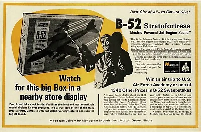 1968 MONOGRAM Model Plane Kit Boeing B-52 Stratofortress Vintage Print Ad 1 • $8.95