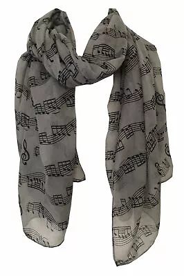 Pamper Yourself Now Big Scarf Grey With Black Music Notes Print Scarf. Lovely W • £11.99