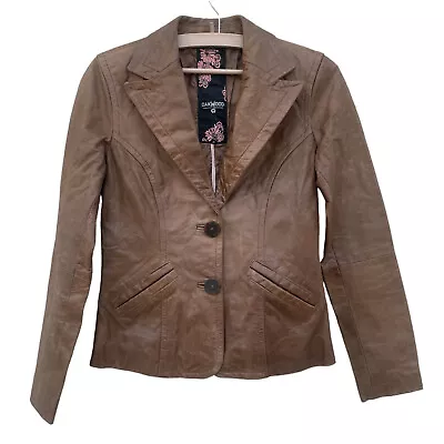 OAKWOOD Leather Blazer Brown Fitted Blazer Leather Jacket For Women Size M • £105.83