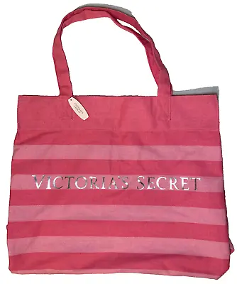 Victorias Secret Rare Pink Canvas Tote Carry Getaway Day Bag Fast Ship New Tags • $16.99