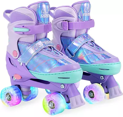 Roller Skates For Kids Girls 4 Size Adjustable Quad Skate With Light Up Wheels  • $97.29