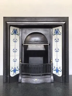 Original Restored Antique Cast Iron Edwardian Tiled Insert Fireplace (AF016) • £580