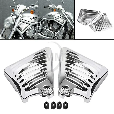 Chrome Airbox Neck Side Air Intake Louvered Covers Vented For Harley V-Rod 02-06 • $36.98