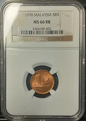 Malaysia 1970  1 Cents Ngc Ms66rb. • $280