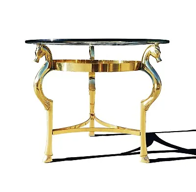 Hollywood Regency Brass Horse Side Table In The Manner Of Maison Jansen • $950