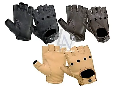 Brand New-real Leather Fingerless Driving Gloves Top Quality Soft Leather Gloves • £6.95