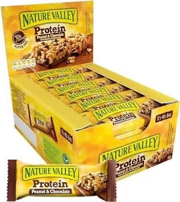 Nature Valley Protein Peanut & Chocolate Gluten Free Cereal Bars 12 X 40g • £8.79