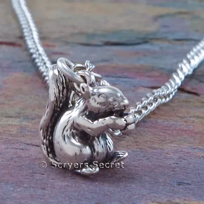 $24.99 • Buy SQUIRREL Necklace Holding An ACORN Charm Pendant 925 Sterling Silver 3D