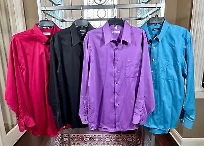 Lot Of 4 XL 17 34/35 Izod Apt 9 Geoffrey Beene Men's Long Sleeve Dress Shirts • $39.99