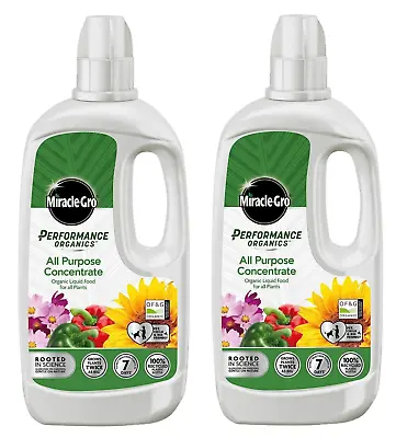 Miracle Gro Organic All Purpose Plant Food Grow Concentrated Fertiliser 1L X 2 • £13.99