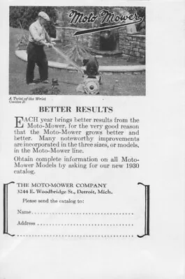 1930 Moto-Mower Power Lawn Mower ~ VINTAGE PRINT AD • $9.99