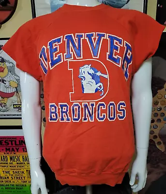 VTG Logo Denver Broncos Short Sleeve Cut Crew Sweatshirt Logo 7 XL NFL • $25.49