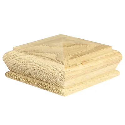 Solid Oak Pyramid Cap Rebated To Fit A  90mm Newel Full & Half Cap  • £7.98