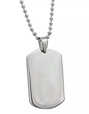 Stainless Steel Dog Tag Necklace With 24inch Ball Chain Birthday Christmas 980 • £5.50