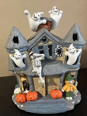 Partylite Halloween Haunted House Tea Light Holder Vintage Decor Ghosts Spooky • $42.14