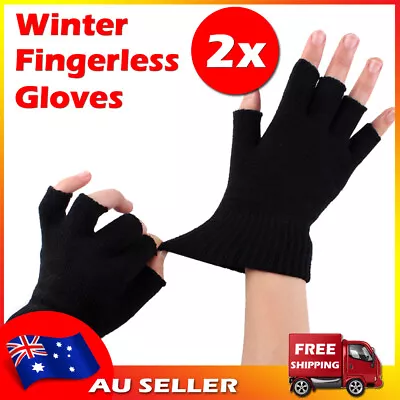 Winter Fingerless Gloves Open Finger Half Finger Soft Warm Knitted Gloves • $7.69