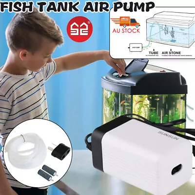 Aqua Aquarium Air Pump Oxygen Fountain Pond Aerator Tank Hydroponic 2 Outlet • $21.57