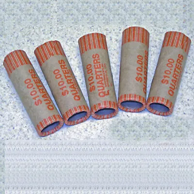 72 Rolls Preformed Coin Wrappers Paper Tubes For Quarters NF String Holds $10 Ea • $10.05