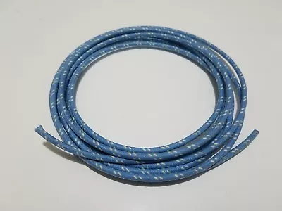 5 Feet Vintage Braided Cloth Covered Primary Wire 14 GA Gauge Blue With White • $4.75