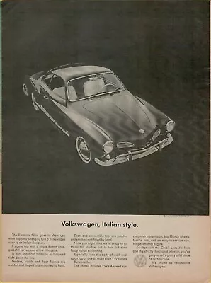 1964 Volkswagen Karmann Ghia Italian Style Beautiful Form Photo Vintage Print Ad • $9.99