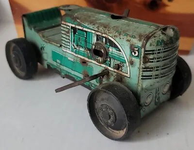 Vintage MARX 5 1950's Tin Litho Wind Up Green Farm Tractor • $18.95