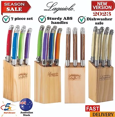 Laguiole Steak Knife Set Stainless Steel Blade With Wooden Knives Block 6pc AU • $53.31
