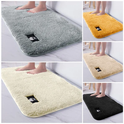 £7.35 • Buy Non Slip Bath Mat Rubber Backing Shaggy Bathroom Rug Water Absorbent Toilet Mats