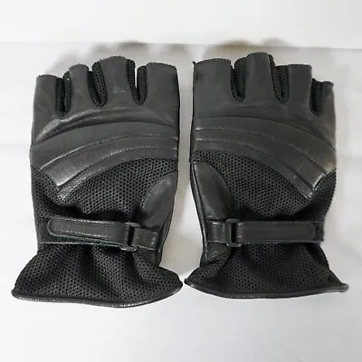 Tourmaster Motorcycle Gloves Men Sz XXXL 3XL Black Leather Fingerless Gel Cruise • $29.95