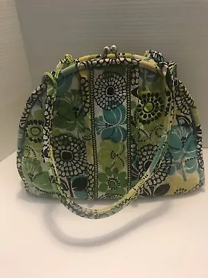 Vera Bradley Eloise Satchel Kiss Lock Shoulder Bag  Limes Up  Pattern Green Blue • $26.95