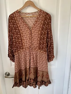 $119.95 • Buy Ladies Arnhem Brown Floral 3/4 Sleeve Dress Size 12