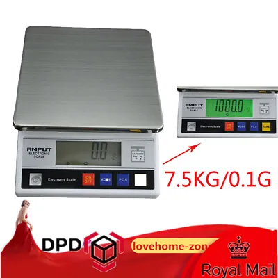 New 7.5kg X 0.1g Electronic Precision Lab Digital Balance Scale W/ Counting • £68.73