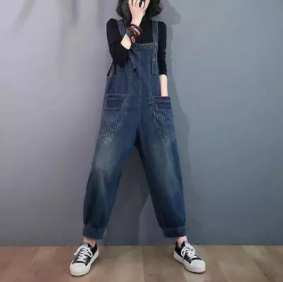 Women's Oversized Suspender Denim Pant Jumpsuit Jeans Bib Overalls Baggy Romper • $28.40