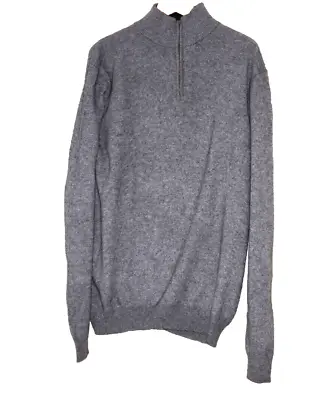 Allen Solly Gray Cashmere Turtleneck Zip Up Men Sweater Pullover Size:XL • $60