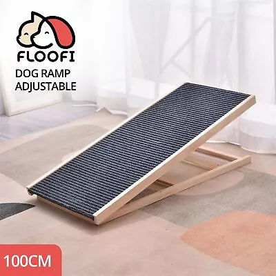 FLOOFI Foldable Dog Ramp Pet Stairs Adjustable Height For Bed Sofa Car 100cm • $82.95