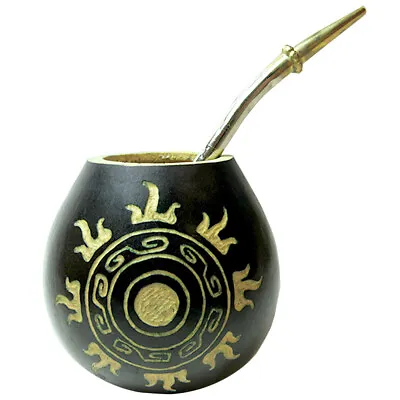 Argentina Mate Gourd Yerba Tea With Straw Bombilla Kit Artisan Handmade New 3167 • $12.12