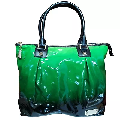 L.A.M.B. Green Ombre Manchester Handbag Patent Leather Dustbag Zip Top Stefani • $229.99