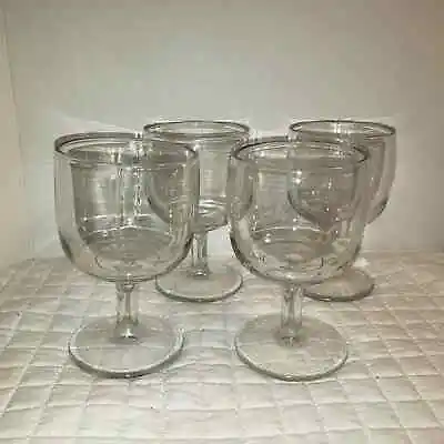 Schooner Beer Glass Set Of 4 Vintage 6  Heavy Thick Stem Goblets EUC • $45