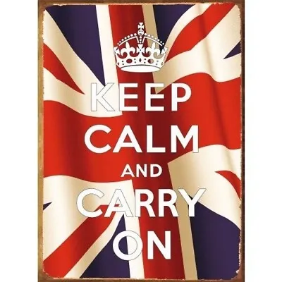 Keep Calm And Carry On Flag Union Jack Metal Sign • £6.99