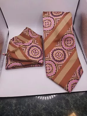 Verse 9 Silk Designs By Maurizio Tie Classic Necktie/ Matching Handkerchief Wow! • $29.99