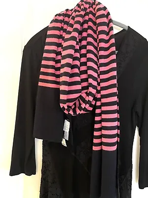 J. CREW MERINO WOOL PINK / Black  STRIPE SCARF New With Tags ! • $12